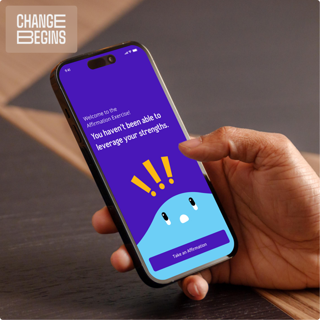 Change Begins case study - mobile app interface