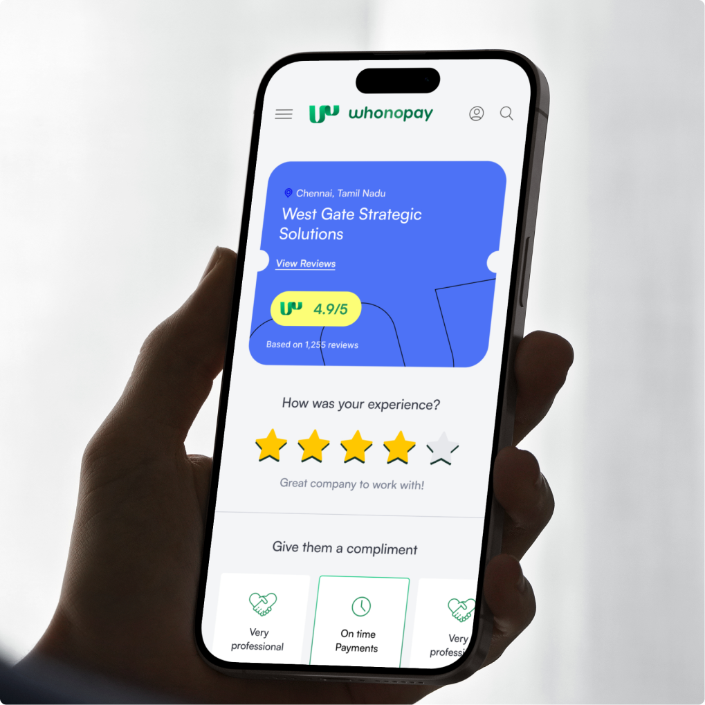 WhoNoPay case study - mobile app interface